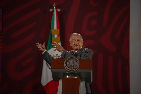 Andres Manuel Lopez Obrador durante una conferencia de prensa en México