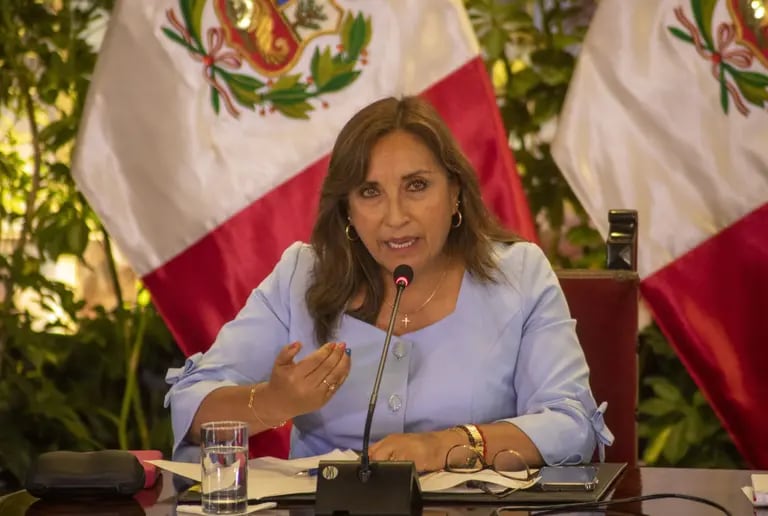 Dina Boluarte, presidenta de Perú, habla durante una conferencia de prensa en el Palacio de Gobierno en Lima, Perú.dfd