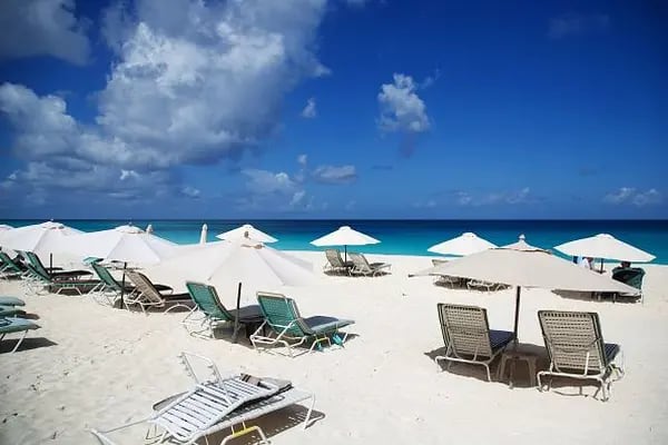 A beach in the tiny Caribbean island.