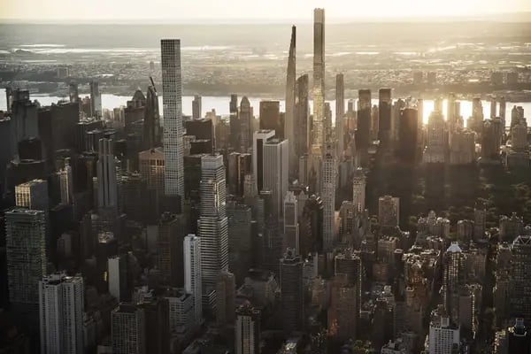 Buildings in the Manhattan skyline in New York.