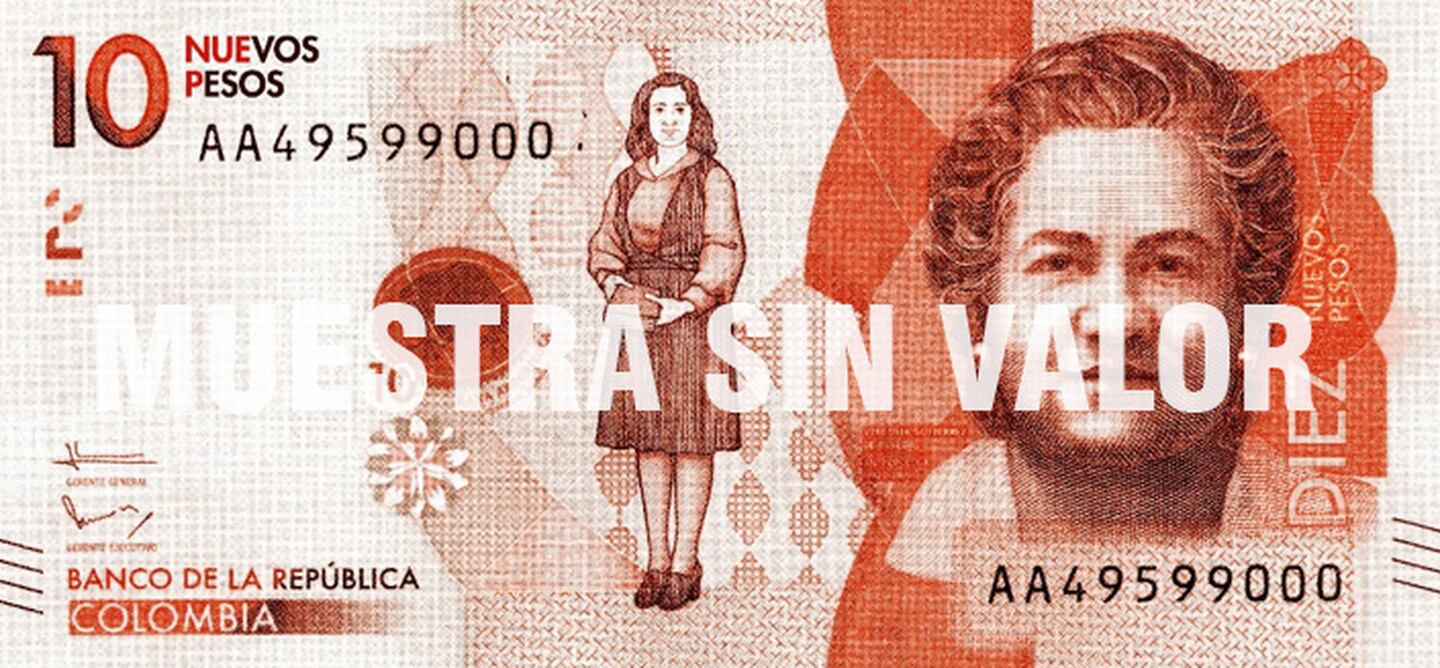 Muestra del billete de $10.000 colombianosdfd
