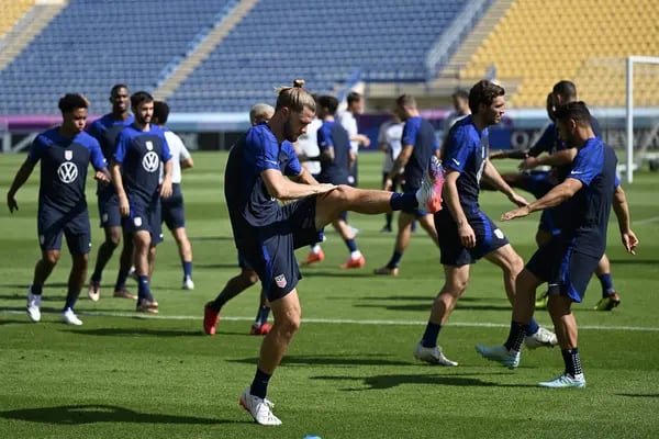 U.S. national soccer team in a training session in Doha.