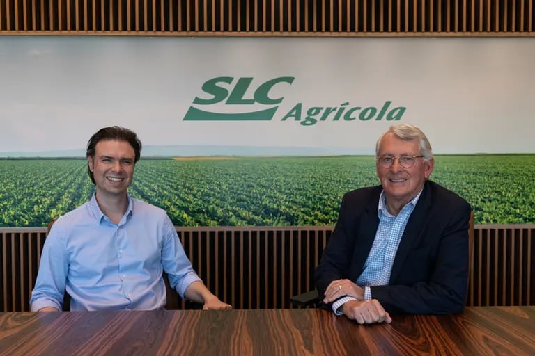 Eduardo Logemann, chairman of SLC Agricola, right, and Frederico Logemann, head of innovation at SLC Agricola, in Porto Alegre, Rio Grande do Sul state, Brazil, on Thursday, April 20, 2023. SLC Agricola controls 1.7 million acres of planted land in Brazil and traces its origins to a German immigrant who arrived more than a century ago.dfd