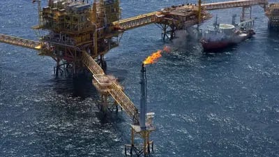 Una plataforma petrolera de Pemex en el Golfo de México