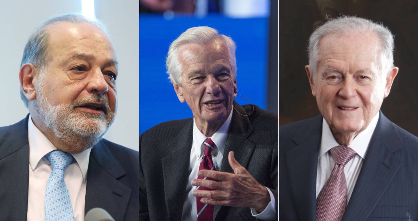 De izquierda a derecha Carlos Slim, Jorge Paulo Lemann y Luis Carlos Sarmiento.