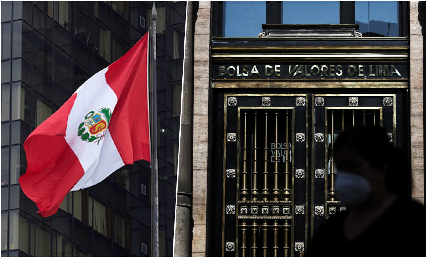 A la derecha, la fachada de la sede de la Bolsa de Valores de Lima. El cobre es la principal materia prima de exportación de Perú.