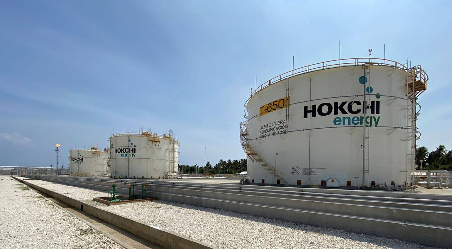 Tanque de almacenamiento de hidrocarburos de la planta de proceso de Hokchi en Paraíso, Tabasco. (Foto: Cortesía)