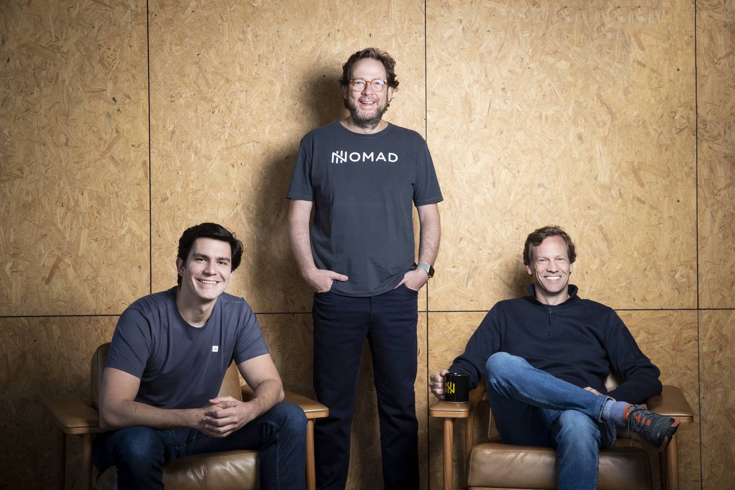 Lucas Vargas, CEO, Eduardo Haber y Patrick Sigrist, cofundadores de la fintech Nomad