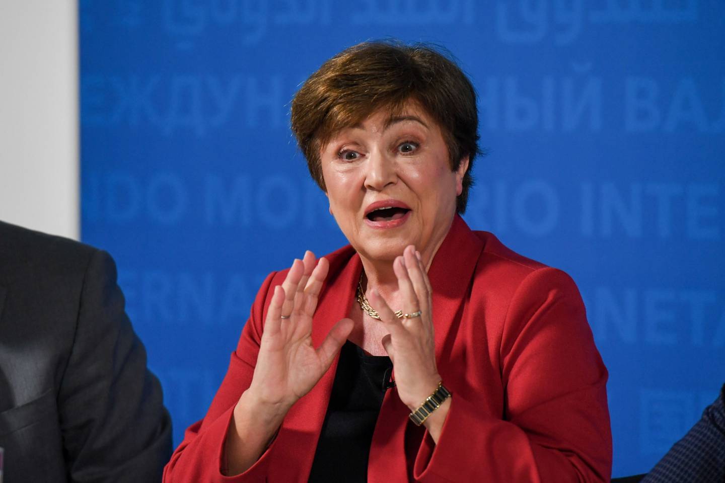 Kristalina Georgieva, managing director of the International Monetary Fund (IMF), speaks during a news conference in London, UK, on Tuesday, May 23, 2023. Photographer: Chris J. Ratcliffe/Bloombergdfd