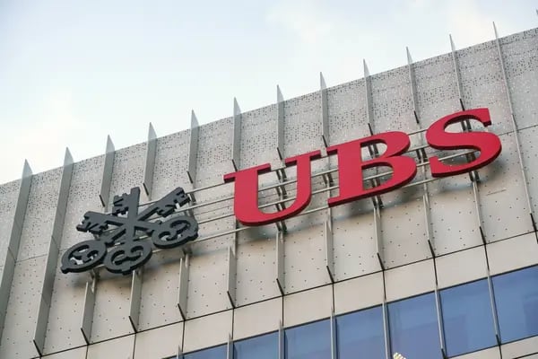 Signage atop the UBS Group AG Penang Road offices in Singapore, on Monday, June 19, 2023. Credit Suisse private bankers in Singapore will move to UBS's flagship offices near a prime shopping district in the city-state as the merger of the two banks begins in earnest, according to people familiar with the matter.