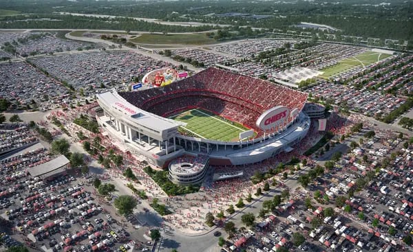 O Arrowhead Stadium, casa do Kansas City Chiefs: time negocia mudança para uma nova arena a ser construída