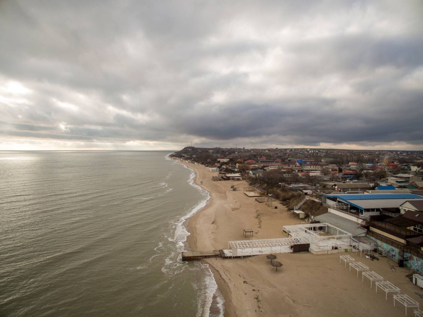 The Sea of Azov shoreline at a beach in Urzuf, on Jan. 18. The resort is at the deepest point of the bay stretching between Mariupol and Berdyansk.dfd