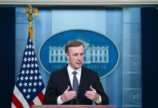 Jake Sullivan, asesor de seguridad nacional de la Casa Blanca, habla durante una conferencia de prensa en la Sala de Prensa James S. Brady en la Casa Blanca en Washington, DC, EE.UU., el lunes 13 de noviembre de 2023.