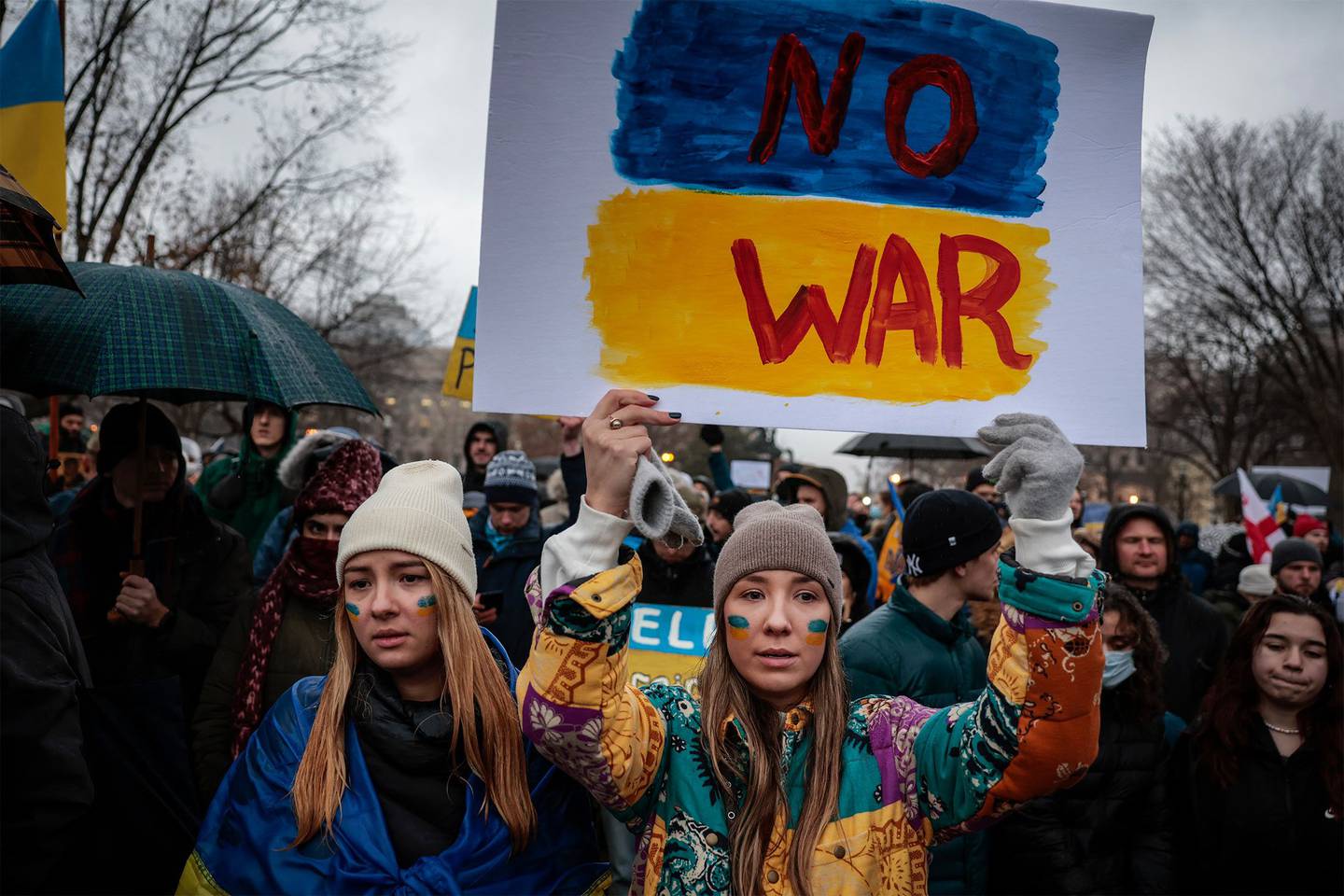 Demonstrators in Lafayette Park in Washington, D.C. on Feb. 24. Photographer: Anna Moneymaker/Getty Imagesdfd