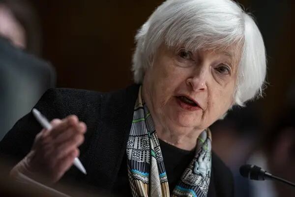 Janet Yellen, secretaria del Tesoro de EEUU, durante una audiencia del Comité de Finanzas del Senado en Washington, DC, el jueves 16 de marzo de 2023.
