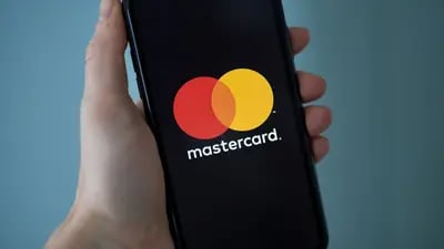 The MasterCard Inc. logo on a smartphone arranged in Saint Thomas, Virgin Islands, United States.