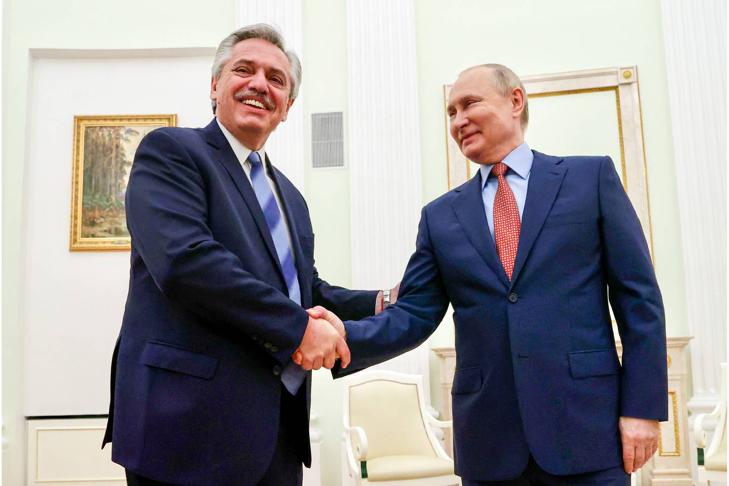 Argentina's President Alberto Fernández and Russian President Vladimir Putin. Credit: Casa Rosadadfd