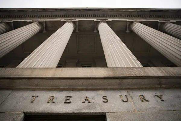 El edificio del Tesoro de EE.UU. en Washington, DC, EE.UU., el lunes 13 de marzo de 2023. Fotógrafo: Al Drago/Bloomberg