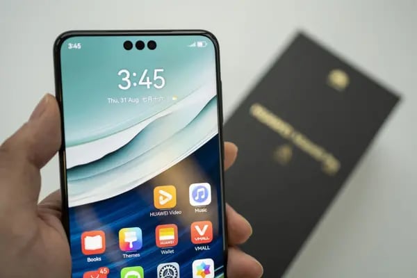 Huawei Mate 60 Pro Smartphone As China State Media Declares Huawei Phone a Victory in US Tech War