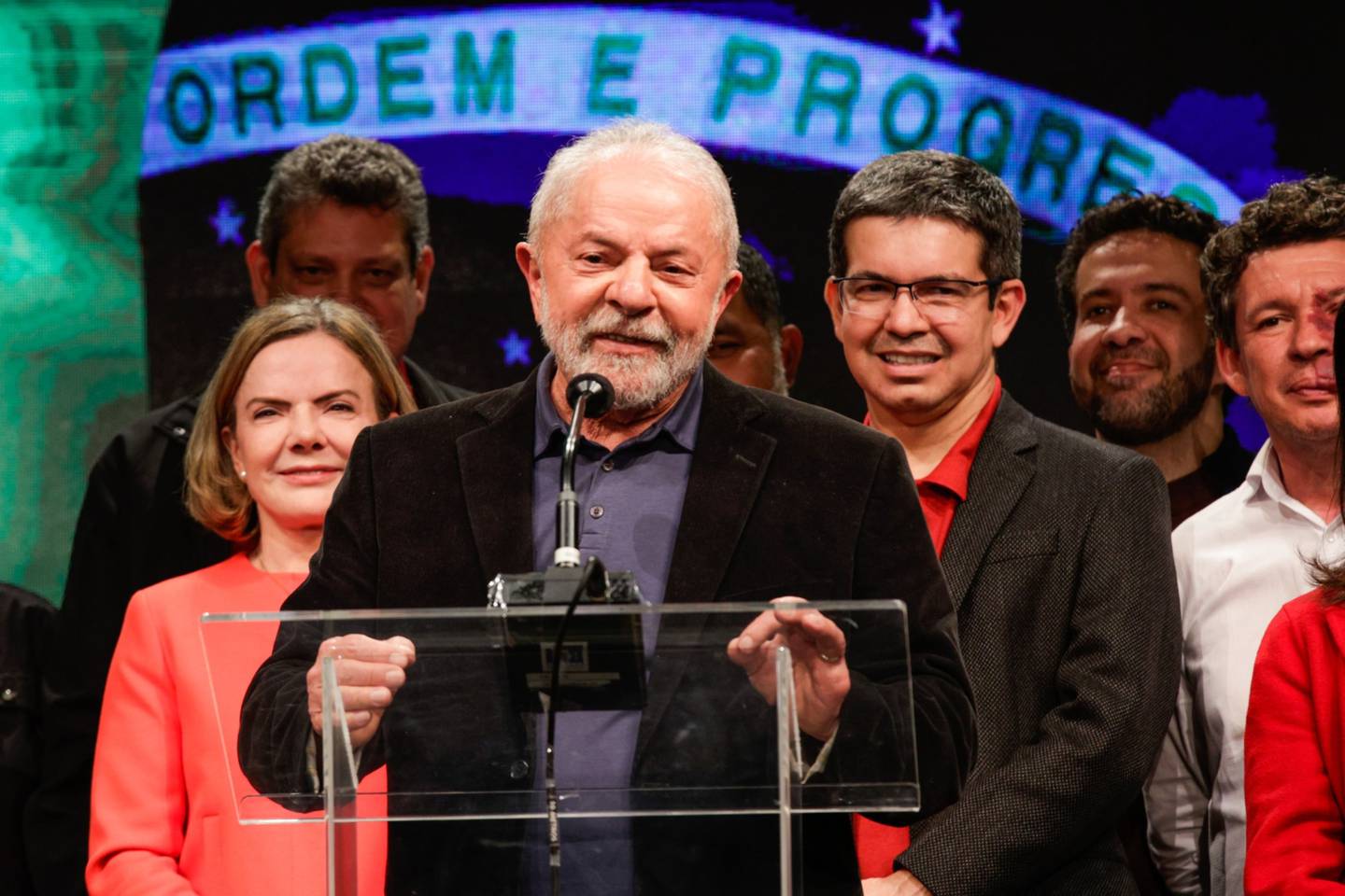 Former president Lula makes a speech following Sunday's election results