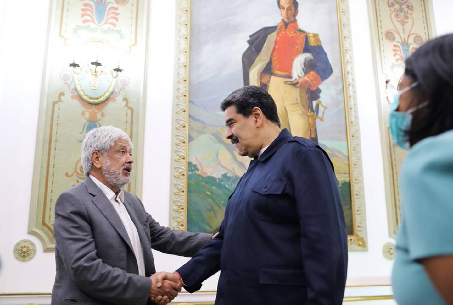 Umaña y Maduro, reunidos en el Palacio de Miraflores, con la presencia de Delcy Rodríguez / Foto Prensa Presidencial
