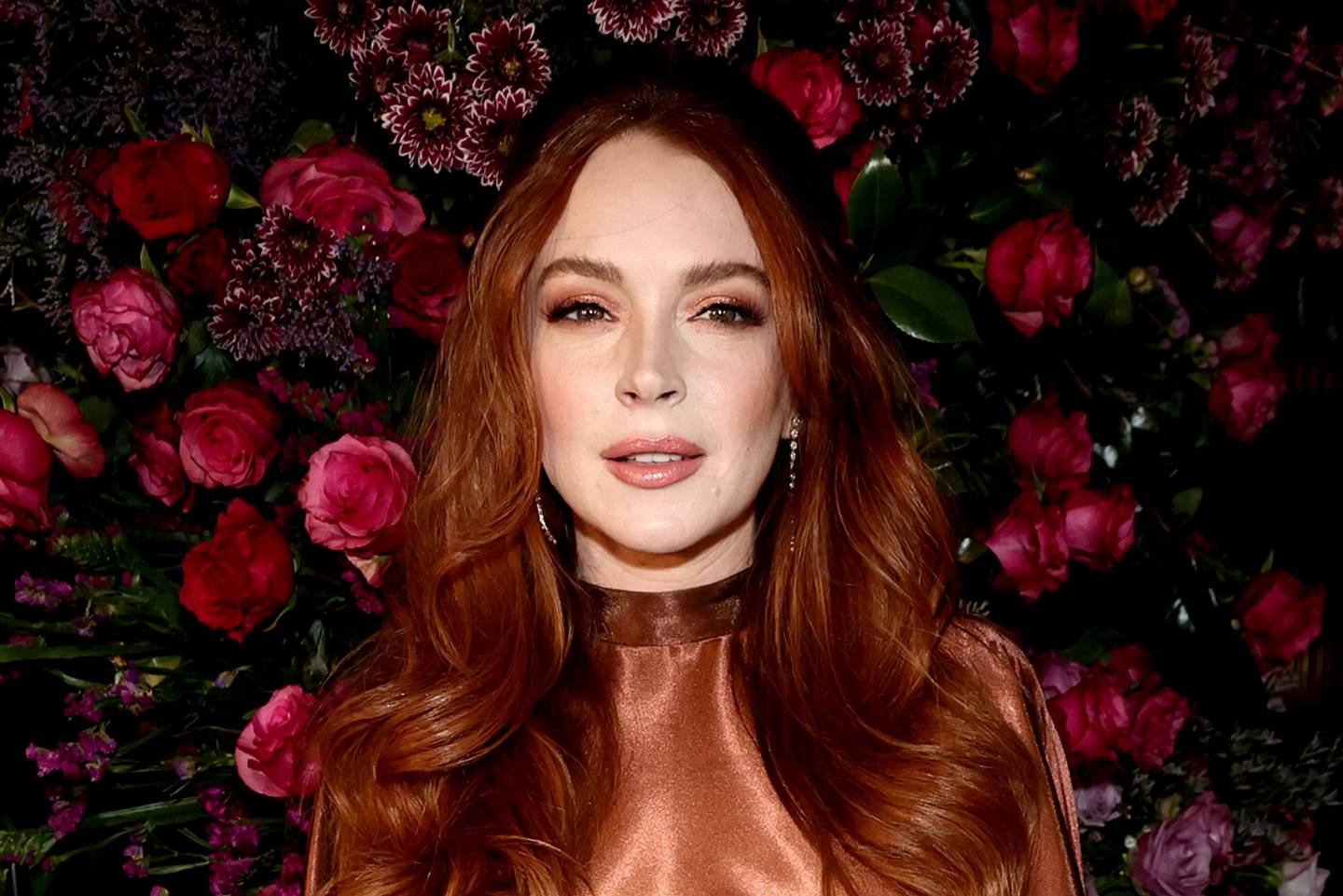 Lindsay Lohan asiste a la Christian Siriano Otoño / Invierno 2023 NYFW Show en Gotham Hall el 09 de febrero 2023 en la ciudad de Nueva York. (Foto de Jamie McCarthy/Getty Images)