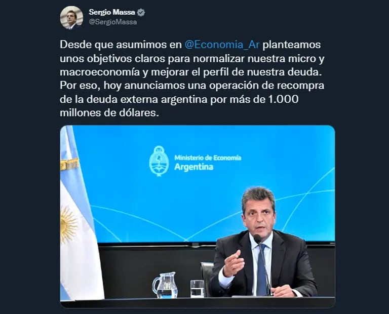 Massa anuncia operacion de recompra de la deuda externa argentina.dfd