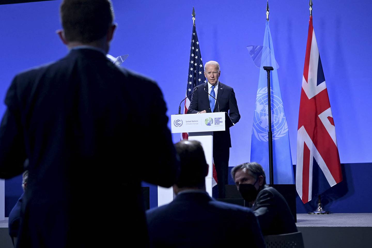 El presidente Joe Biden habla durante una conferencia de prensa en la cumbre climática COP-26 el 2 de noviembre. Fotógrafo: Brendan Smialowki / AFP a través de Getty Images