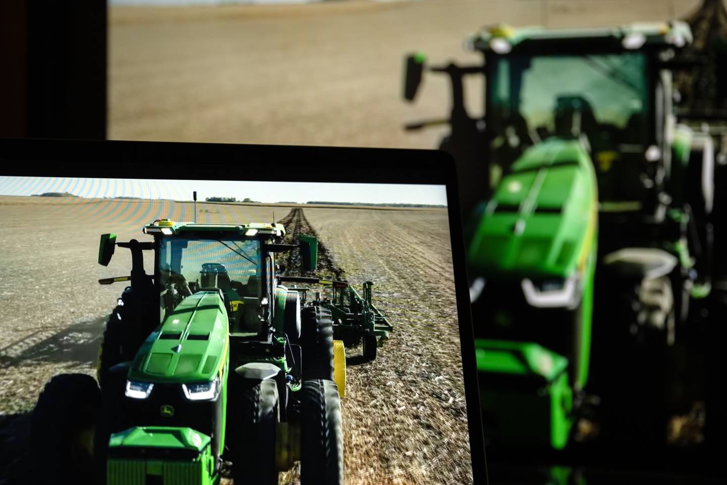 A fully autonomous tractor is debuted during a John Deere live-streamed event at the CES 2022 trade show in Las Vegas, Nevada, U.S., on Tuesday, Jan. 4, 2022.