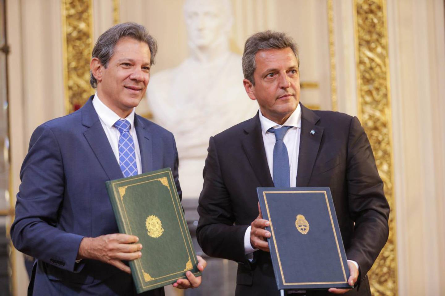 Los ministros de Hacienda y de Economía de Brasil y Argentina.