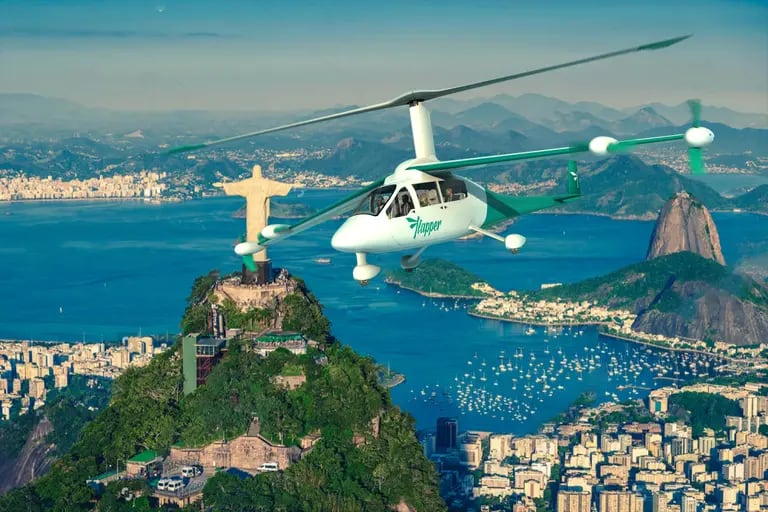 Flapper diz que a aeronave elétrica de pouso e decolagem vertical (eVTOL), que é silenciosa, vai voar no Rio de Janeiro, além de São Paulo, por um custo menor para o passageirodfd