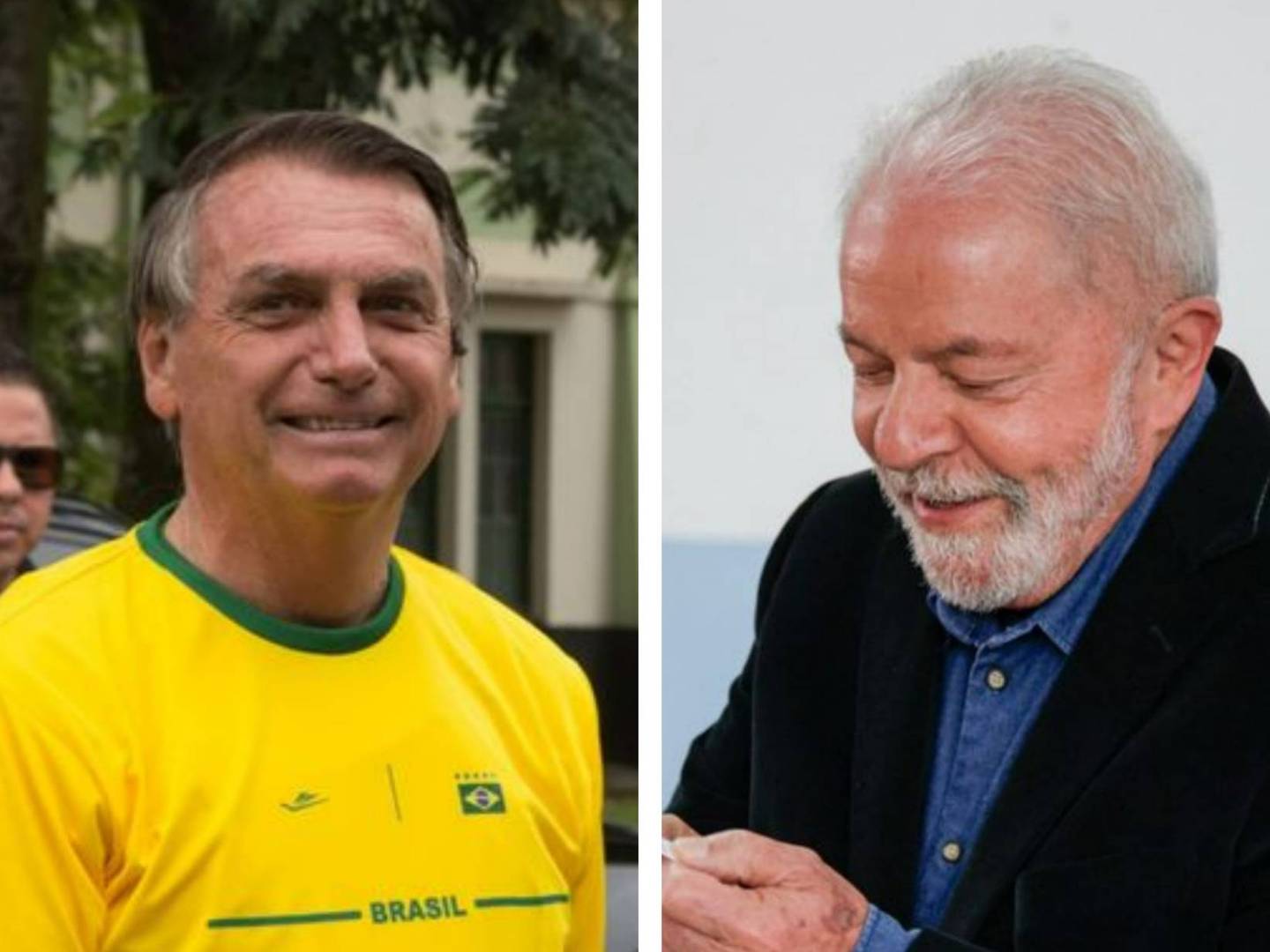 Jair Bolsonaro and Lula da Silva after casting their votes on Sunday, Oct. 2.