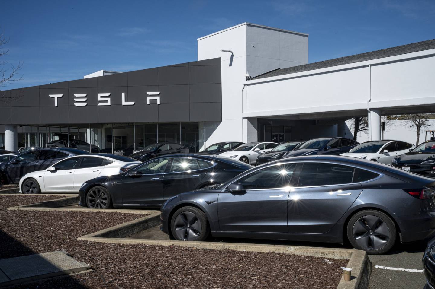 Vehículos de Tesla en un concesionario de la marca