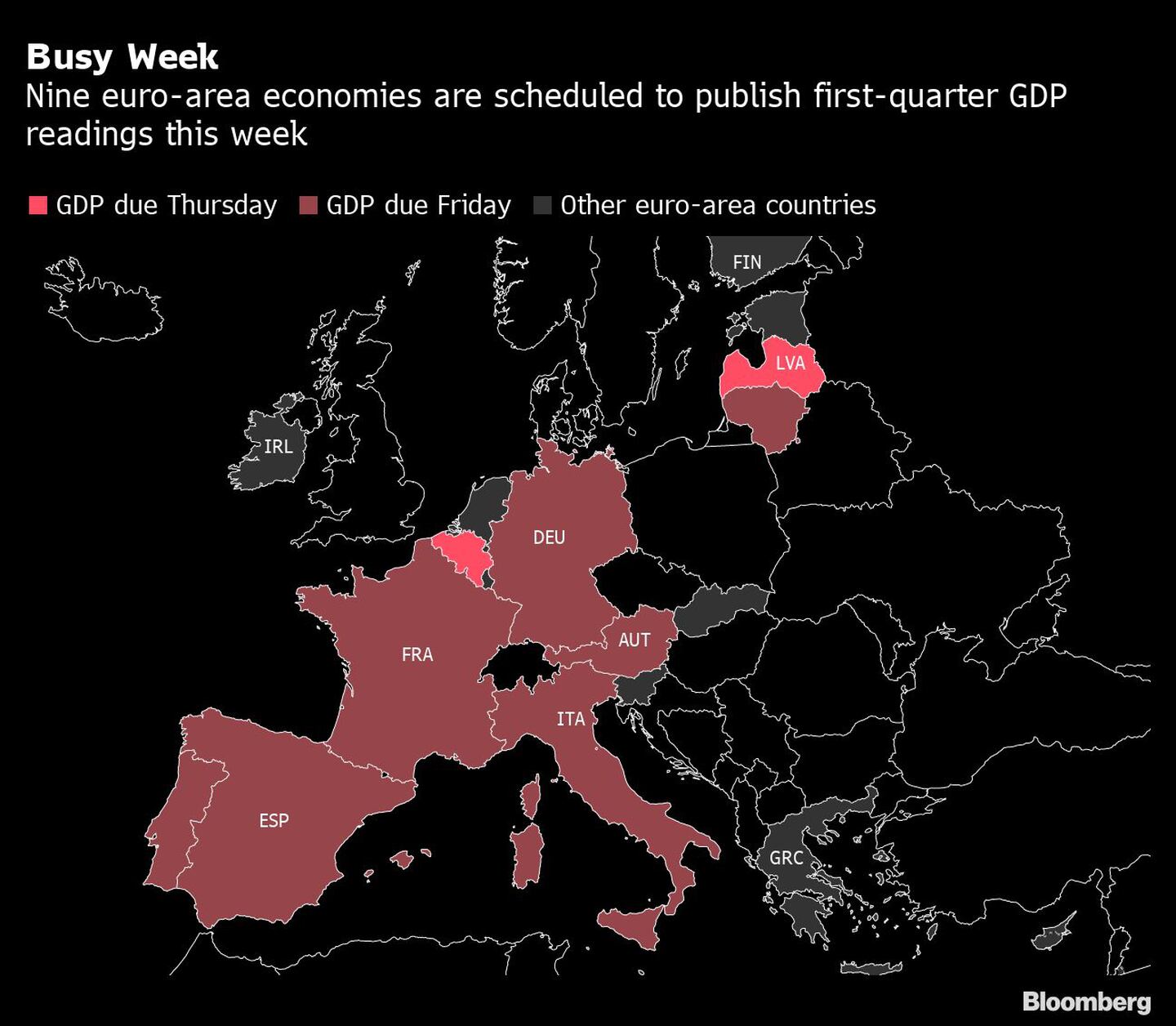 Nueve economías del euro darán a conocer sus datos de PIB.dfd