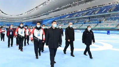 Xi Jinping em visita a instalações das Olimpíadas