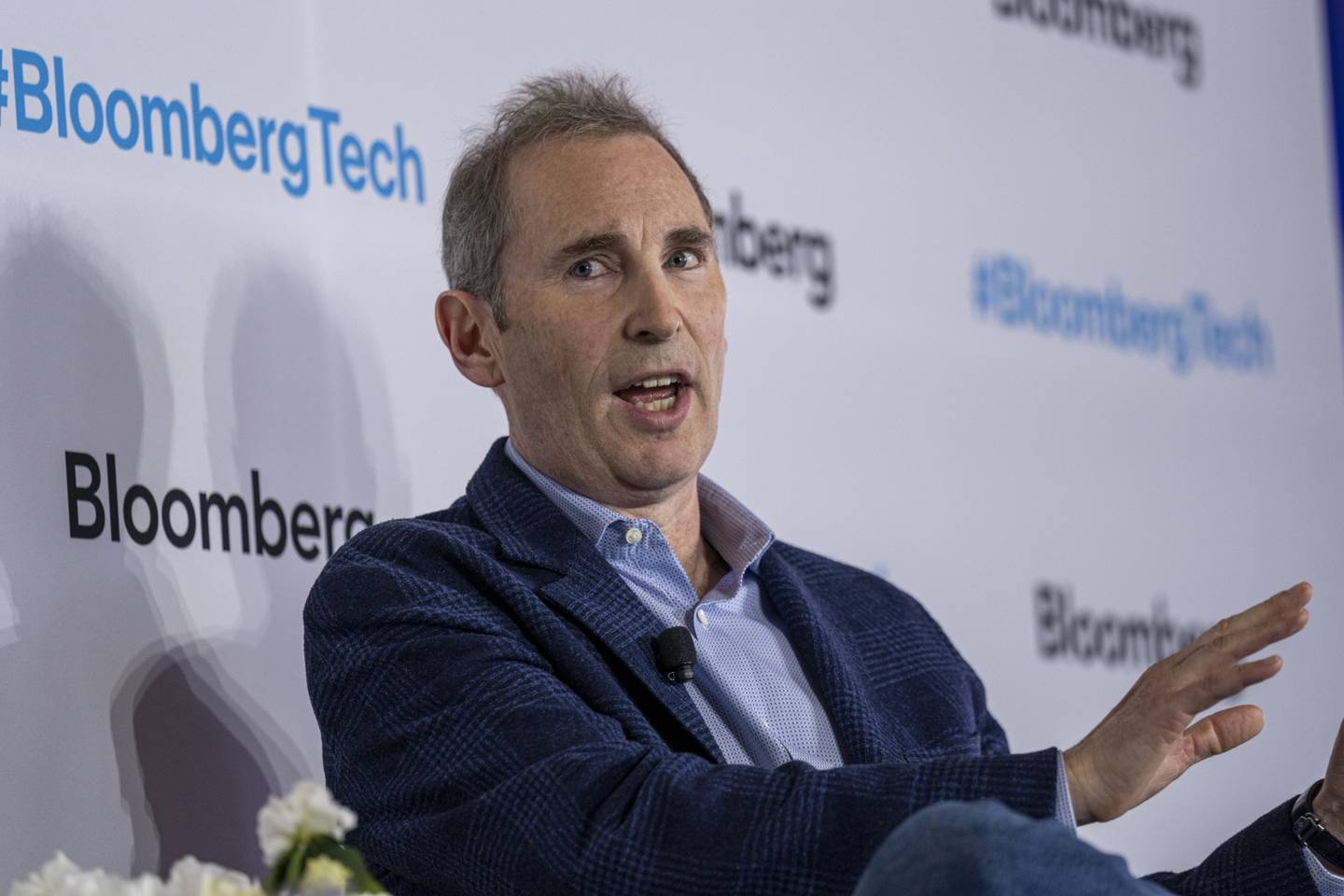 Andy Jassy, chief executive officer of Amazon.Com Inc., speaks during the Bloomberg Technology Summit in San Francisco, California.