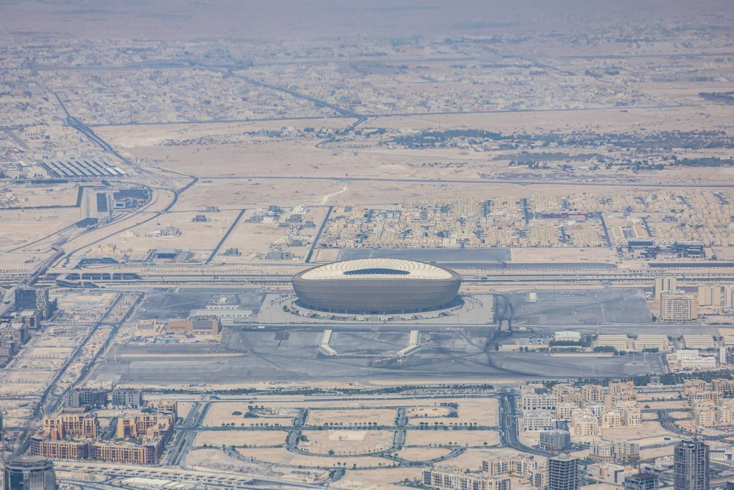 The Lusail football stadium, a venue for the upcoming 2022 FIFA World Cup, in Doha. Photographer: Christopher Pike/Bloombergdfd