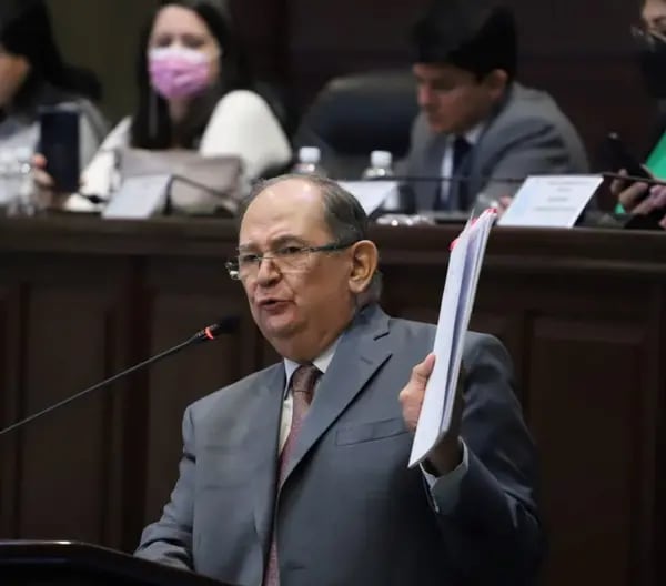 El comisionado presidencial contra las Zede, Fernando García, durante su exposición en el Congreso Nacional.