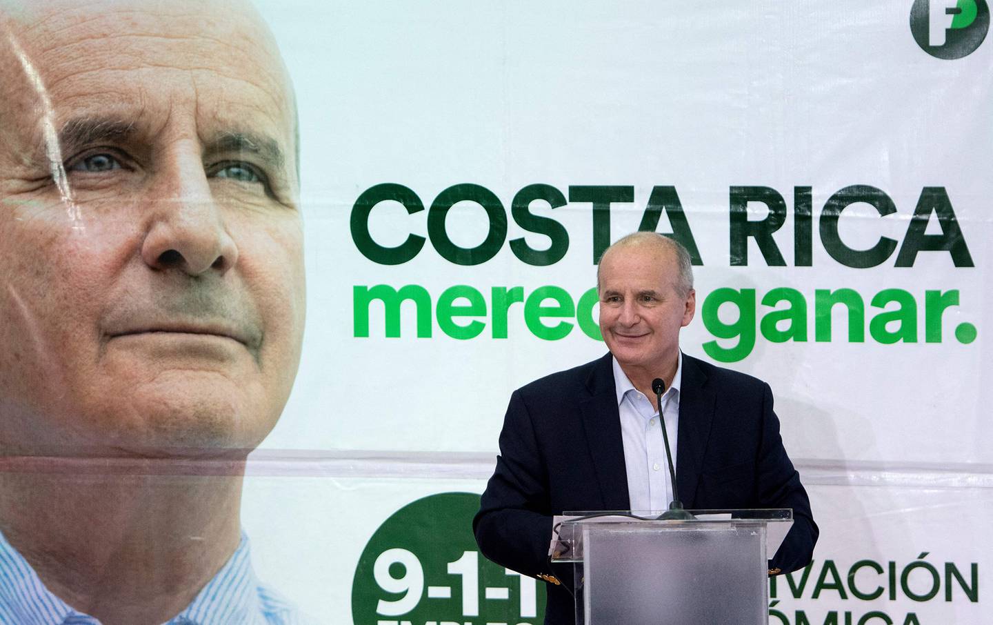 El candidato a la presidencia de Costa Rica por el Partido Liberación Nacional (PLN), José María Figueres, durante un acto de campaña en San José