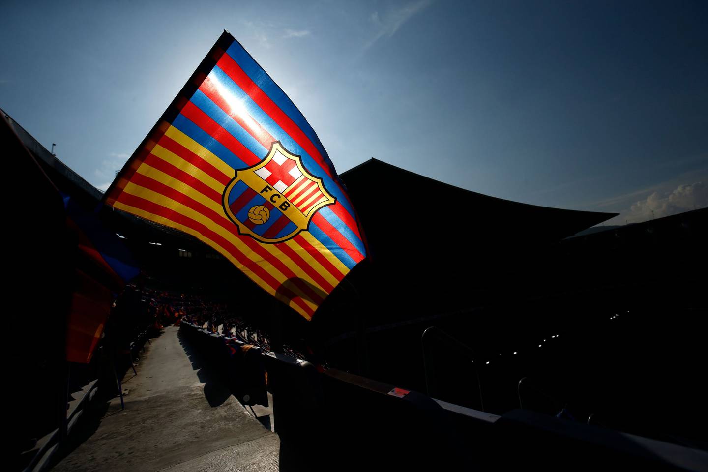 A Barcelona FC flag.