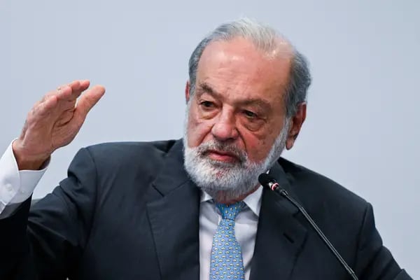 Carlos Slim Helú, presidente emérito de Grupo Carso y América Móvil, en conferencia de prensa en la Fundación Carlos Slim, el lunes 12 de febrero de 2024.