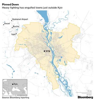 Intensos conflitos atolam as cidades fora de Kiev