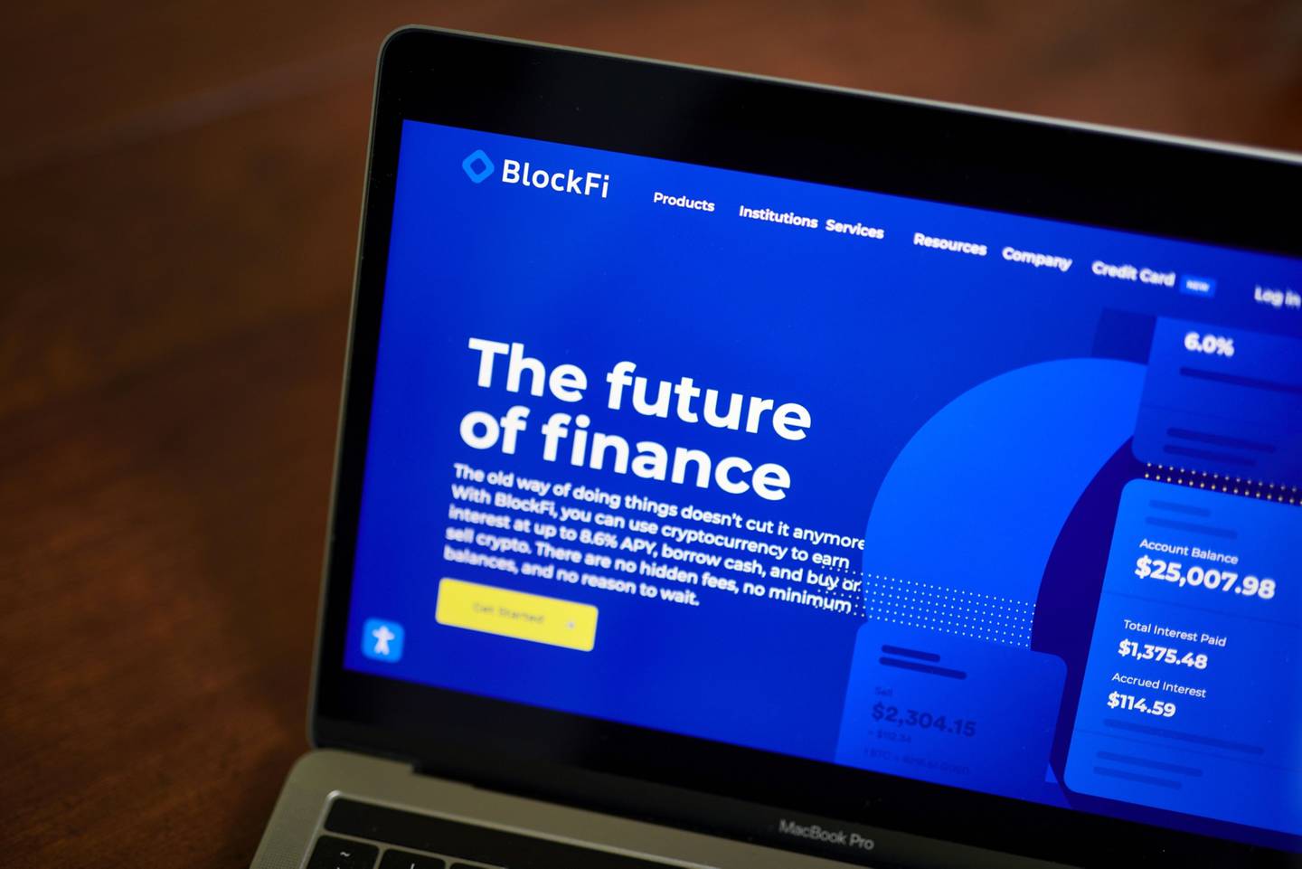 El sitio web de BlockFi en un ordenador portátil. Fotógrafo: Gabby Jones/Bloomberg