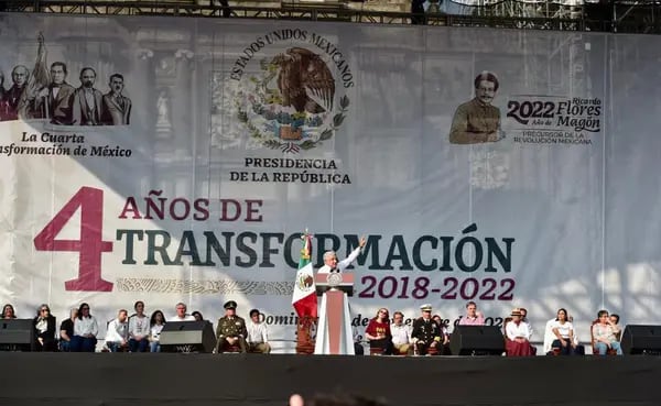 Andrés Manuel López Obrador en el Zócalo de Ciudad de México.
