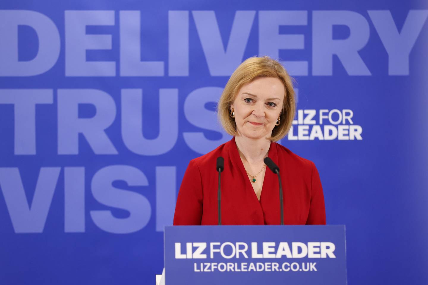 Liz Truss, ministra de Asuntos Exteriores del Reino Unido, durante el lanzamiento formal de su campaña de liderazgo del Partido Conservador en Londres, Reino Unido, el jueves 14 de julio de 2022. El Partido Conservador del Reino Unido celebrará este jueves la última votación para elegir a su nuevo líder y al próximo primer ministro británico.dfd