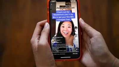 The YourRichBFF TikTok account displaying a paid endorsement by sponsor, Wealthfront. Photographer: Desiree Rios/Bloomberg