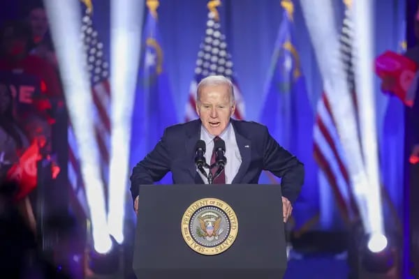 El presidente de EE UU, Joe Biden, durante un acto de campaña en el Pearson Community Center de Las Vegas, Nevada (EE UU), el domingo 4 de febrero de 2024.