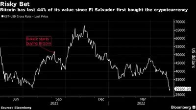 Bitcoin perdeu 44% de seu valor desde que El Salvador comprou a criptomoeda pela primeira vez