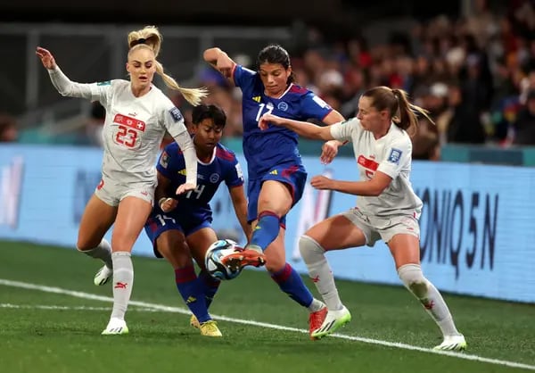 Partida entre Suíça e Filipinas pela Copa do Mundo feminina de futebol, que acaba de ser disputada na Oceania