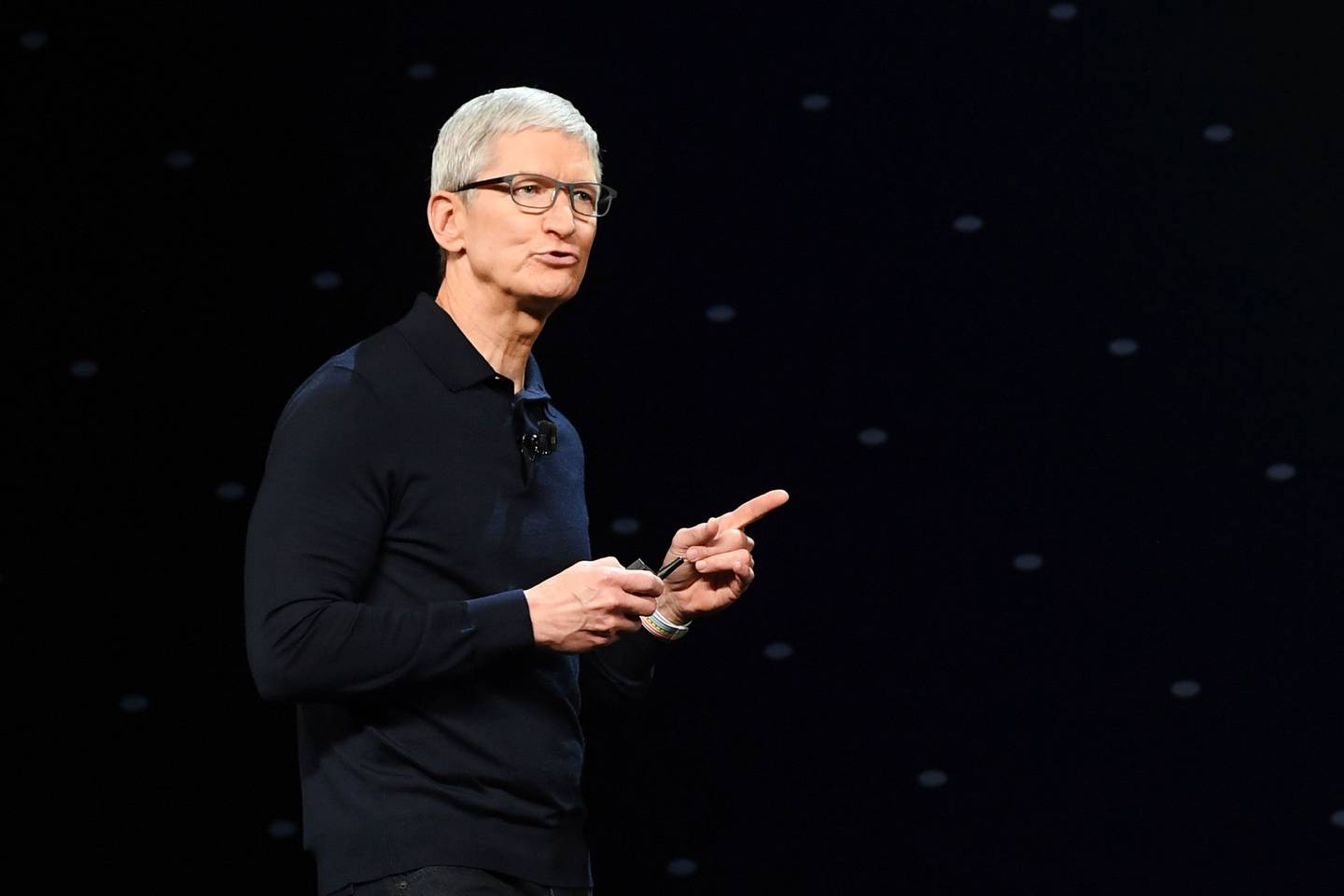 Tim Cook, director ejecutivo de Apple Inc, habla durante la Conferencia Mundial de Desarrolladores de Apple (WWDC) en San José, California, Estados Unidos, el lunes 4 de junio de 2018.